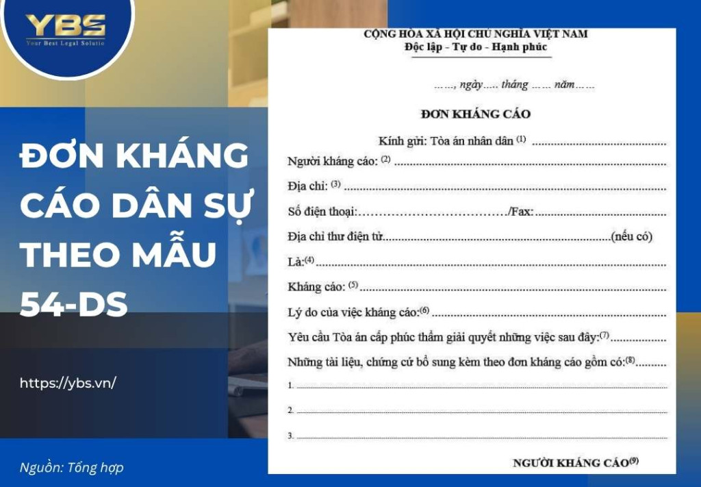 Hướng Dẫn Soạn Thảo Đơn Kháng Cáo Dân Sự Theo Mẫu 54 Ds Mới Nhất